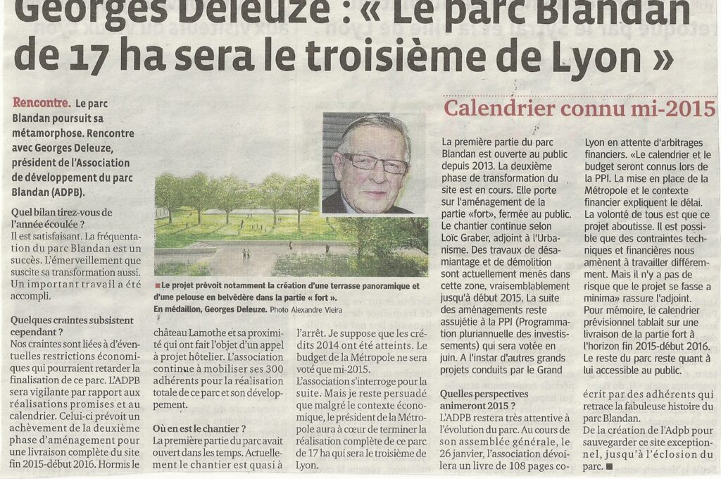 CIL Monplaisir - dossiers : Georges Deleuze - le parc de 17 ha sera le troisième parc de Lyon